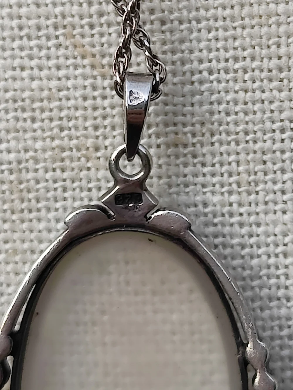 Vintage Sterling Art Deco Camphor Glass And Marcasite Pendant Necklace